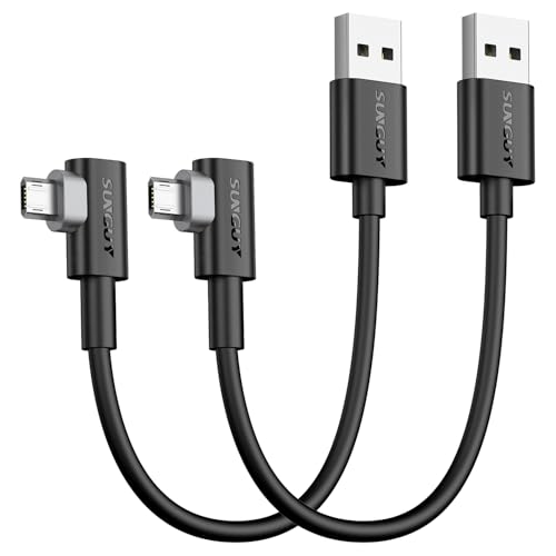 Right Angle Micro USB Cable 6 inch [2Pack], 18W Reversible USB Micro Cable - size: 0.5FT