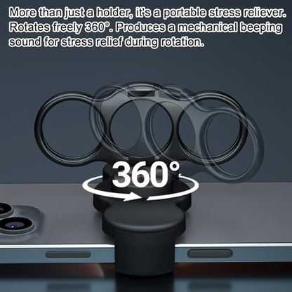 Double-Ring Three-Finger Back Clip Holder 360-Degree Rotating Mobile Grip Multipurpose Foldable Phone Grip Holder - color: Black