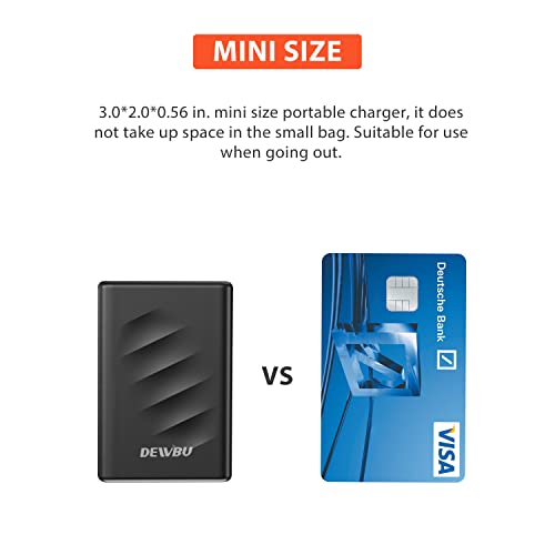 DEWBU Mini Portable Charger, 4000mAh Ultra Slim Lightweight Power Bank with Battery Level Indicator and USB-C Port for Travel, Compatible with iPhone, iPad, Samsung Galaxy, Android, and Heated Gloves