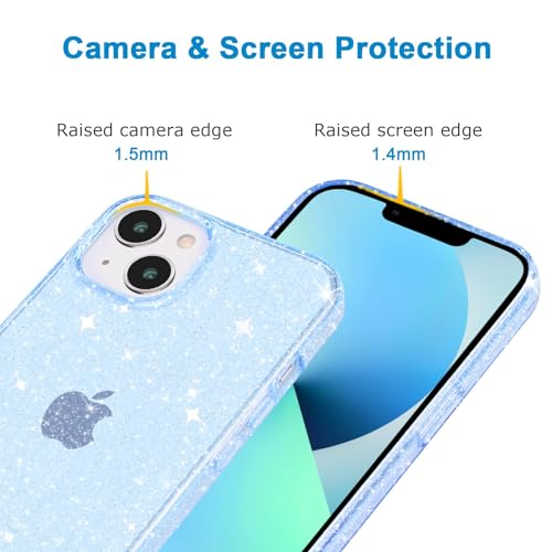 JJGoo for iPhone 13 Case, Glitter Soft TPU Shockproof Protective Bumper Cover, Sparkle Bling Sparkly Cute Slim Women Girls Phone Case for iPhone 13, 6.1inch, Blue Glitter - color: Glitter Blue