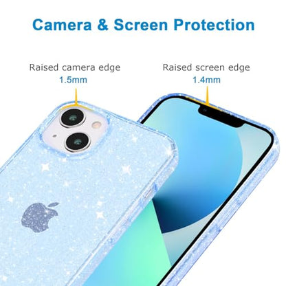 JJGoo for iPhone 13 Case, Glitter Soft TPU Shockproof Protective Bumper Cover, Sparkle Bling Sparkly Cute Slim Women Girls Phone Case for iPhone 13, 6.1inch, Blue Glitter - color: Glitter Blue