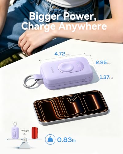 RORRY CharmGo Portable Charger, 20000mAh PD 30W Portable Charger Power Bank - color: Mulberry