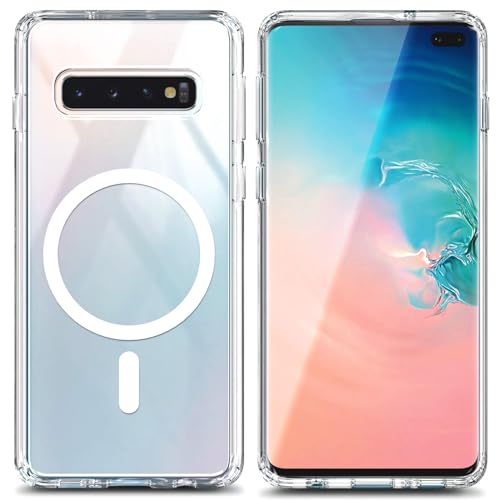 YZB Magnetic for Samsung Galaxy S10 Case, Clear | Compatible with MagSafe | Slim Fit Lightweight Shockproof, Military-Grade Protection, Yellowing Resistant Scratch-Resistant Back - color: Crystal Clear, size: Galaxy S10