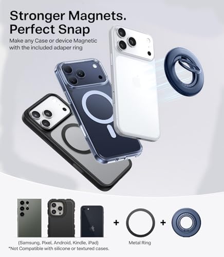 TORRAS 2025 Flagship 360 Magnetic Phone Grip Ring Holder Kickstand, Blue - color: Blue