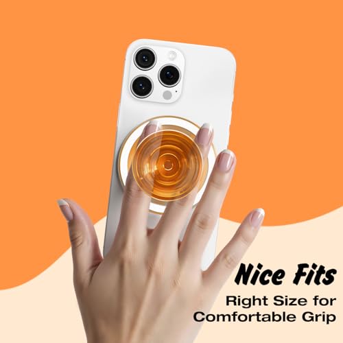 Svanove Magnetic Phone Grip Compatible with Magsafe, Mag Safe Translucent Clear Grip Collapsible Kickstand for iPhone Samsung Pixel, Cute Transparent Silicone Removable Phone Stand Holder, Orange - color: Orange, style: Magnetic