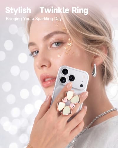 [2026 All-New] for MagSafe Clover Phone Grip, Glitter White - color: White Clover