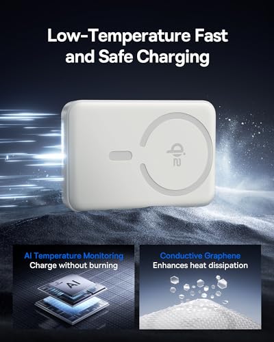 Baseus for MagSafe Portable Charger, Qi2 Certified 15W Wireless Magnetic Power Bank 10000mAh with USB-C Cable 22.5W PD Charging, Battery Pack Compatible with iPhone 17/16/15/14/13 Pro/Pro Max Series - color: White