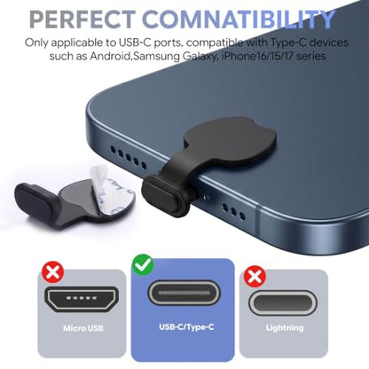 40 Pcs Silicone Anti-Lost USB C Dust Plug Cover for iPhone 17/16/15 Series - size: 40Pcs Silicone Dust Plug