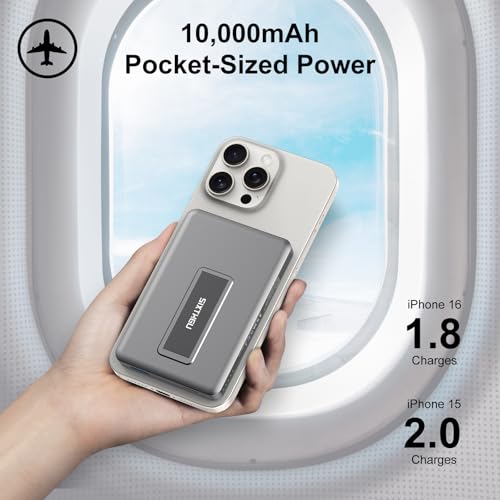 SIXTHGU Magnetic Power Bank for Magsafe, 10000mAh Wireless Portable Charger, 22.5W Fast Charging, PowerMag for iPhone 17/16/15/14/13/12 Pro/Pro Max/Plus/Mini, Titanium - color: Grey