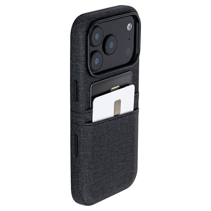 Dockem Card Case for iPhone 17 Pro with Magnetic Mounting Plate, Camera Control Button, Wallet with 2 Holder Slots: M2 Luxe Canvas-Style Synthetic Leather (Charcoal Black) - color: Charcoal black, size: 17 Pro