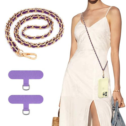 TiMOVO Phone Lanyard Metal Chain Crossbody, Dark Purple - color: Dark Purple, size: Standard