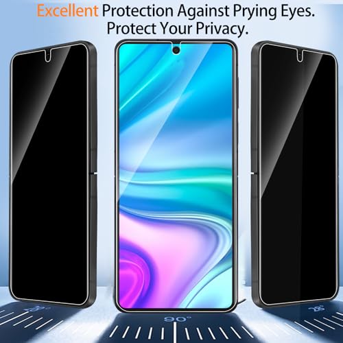 Ferilinso 2 Pack Privacy Screen Protector for Samsung Galaxy Z Flip 7 | 9H+ Tempered Glass Back&Camera Lens Protectors, Military-Grade Shatterproof, Case Friendly, Easy Installation Bubble Free - size: Samsung Galaxy Z Flip 7-Black