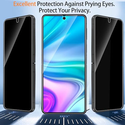 Ferilinso 2 Pack Privacy Screen Protector for Samsung Galaxy Z Flip 7 | 9H+ Tempered Glass Back&Camera Lens Protectors, Military-Grade Shatterproof, Case Friendly, Easy Installation Bubble Free - size: Samsung Galaxy Z Flip 7-Black