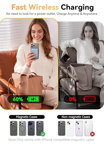 Magnetic Portable Charger, 10000mAh Wireless Power Bank with 20W USB-C Fast Charging, Foldable Stand & LED Display Magnetic Battery Pack, Compatible with iPhone 17/16/15/14, Sky Blue - color: Sky Blue