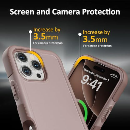 Follaroma Magnetic for iPhone 16 Pro Case, Heavy Duty Cases, Light Brown | Compatible with MagSafe, Heavy Duty Shockproof,Military-Grade Anti-Drop Protective,Dual Layer Magnetic Protection Phone Cover - color: Brown Pink, size: iPhone 16 Pro 6.3''