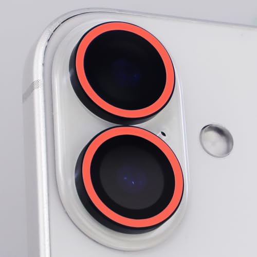 Luminous Camera Lens Protector for iPhone 16/16 Plus Individual Metal Ring Tempered Glass Glow in The Dark Lens Cover (2PCS) (Red, for iPhone 16/16 Plus) - color: Red