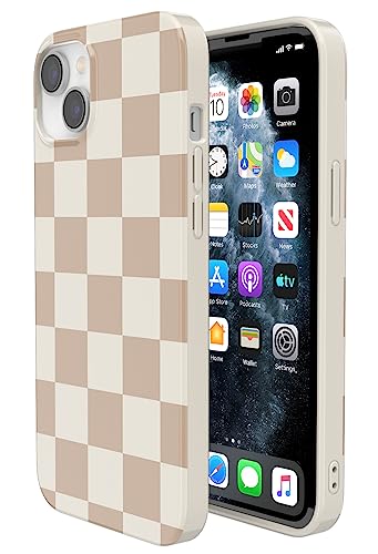Casely iPhone 14 Plus Case | Fit Check | Neutral Checkerboard | Compatible with MagSafe | Classic Ultra Slim Design - color: Fit Check | Neutral Checkerboard Checkered