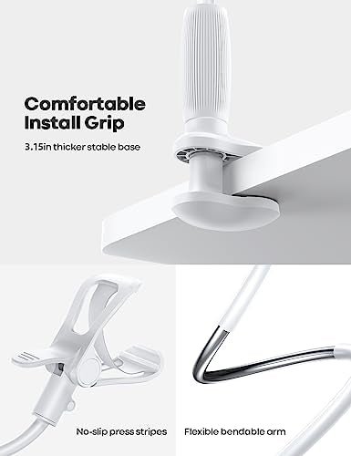 Lamicall Gooseneck Phone Holder for Bed, Stable Flexible Arm Stand for Desk - color: Snow White
