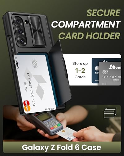 for Samsung Galaxy Z Fold 6 Case with Card Holder, Black - color: Black-P