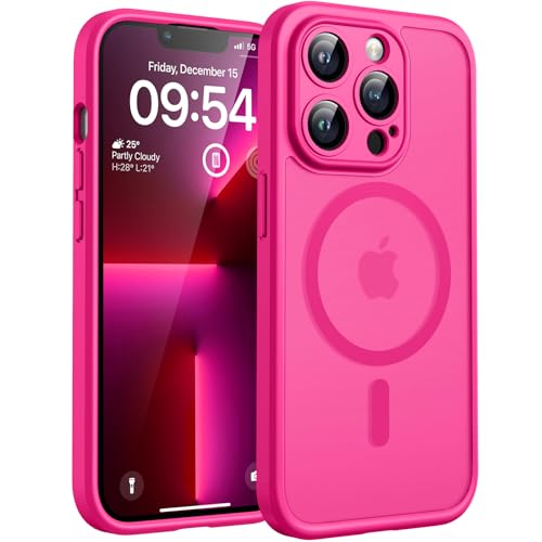 TOCOL for iPhone 13 Pro Max Case, Compatible with Magsafe Charger, Full Camera Protection, Translucent Matte for iPhone 13 Pro Max iPhone Case 6.7 inch (Hot Pink) - color: Hot Pink, size: Iphone 13 Pro Max