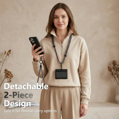 4-in-1 Phone Lanyard, Crossbody, Neck, Wrist & Finger Strap - color: Gray