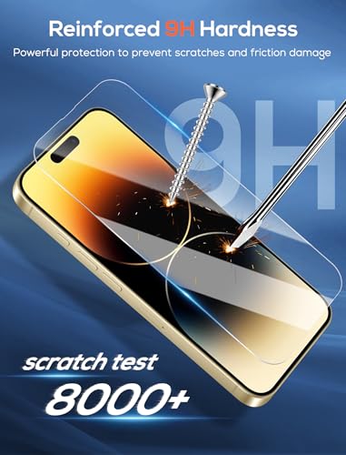 4 Pack for iPhone 14 Pro Screen Protector，Premium Tempered Glass Film 9H Hardness，Scratch Resistant，Bubble Free，Easy Installation，Ultra Durable，HD Clear，Case Friendly [6.1 inch] - size: iPhone 14 Pro