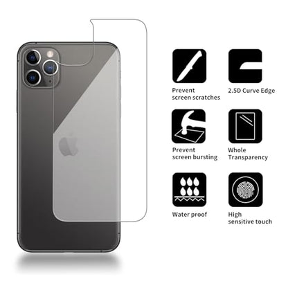 3 Pack Glass Back Screen Protector for iPhone 11 Pro Max [6.5 Inch] - size: iPhone 11 Pro Max