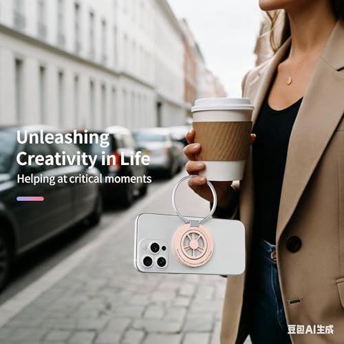 Magnetic Phone Ring Holder for MagSafe, Aesthetic Fidget Spinner Phone Grip - color: Pink