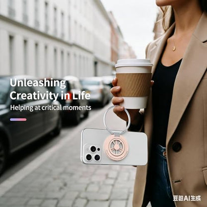 Magnetic Phone Ring Holder for MagSafe, Aesthetic Fidget Spinner Phone Grip - color: White