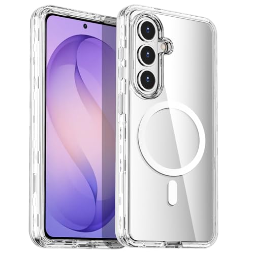 AICase for Samsung Galaxy S26 Case Clear[Compatible with MagSafe] Heavy Duty Drop Protection Full Body Rugged Shockproof/Dust Proof 3-Layer Military Protective Tough Durable Cover for S26 2025 - color: Clear with Magsafe, size: Samsung Galaxy S26 6.3"