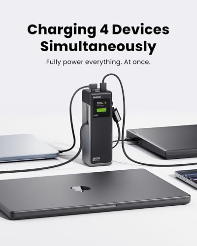 Laptop Power Bank 170W Fast Charging, 25000mAh Portable Charger for MacBook - color: Black