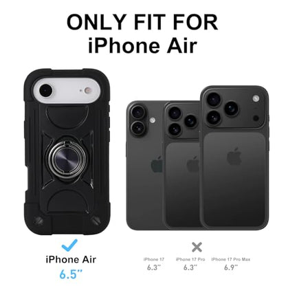 MARKILL Compatible with iPhone Air Case 6.5 Inch 2025 with 360 Degree Rotate Ring Stand, Military Grade Drop Protection Full Body Rugged Protective Case Kids Black - color: Black, size: iPhone Air 6.5"