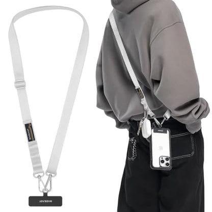 MAGEASY Rover iPhone Lanyard Crossbody with Tether Tab & Attachment Loop, Adjustable Anti Theft Phone Strap for Samsung Google Pixel, 20mm Neck Shoulder Lanyard, Holds 55lb (Dual Clip, Galaxy Gray) - color: Galaxy Gray, size: Dual Clip
