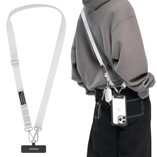 MAGEASY Rover iPhone Lanyard Crossbody with Tether Tab & Attachment Loop, Adjustable Anti Theft Phone Strap for Samsung Google Pixel, 20mm Neck Shoulder Lanyard, Holds 55lb (Dual Clip, Galaxy Gray) - color: Galaxy Gray, size: Dual Clip