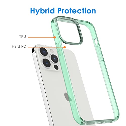JETech Case for iPhone 13 Pro, Anti-Yellowing, Midnight Green | Shockproof Protection, Scratch Resistant Hard PC Back, Durable Transparent TPU Bumper - color: Midnight Green
