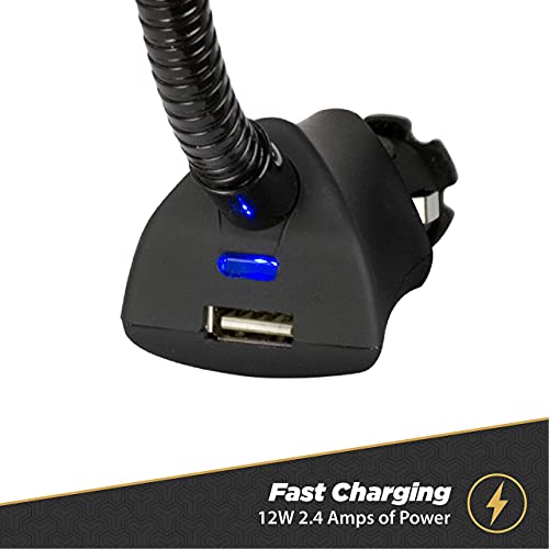 Scosche Universal 12V Car Phone Mount with USB Charger, Phone Holder with Cigarette Lighter Adapter for 12V Socket Plug-In, Flexible Gooseneck, Adjustable Cradle for iPhone & Android Cell Phones - style: 12V Charging Port