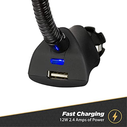 Scosche Universal 12V Car Phone Mount with USB Charger, Phone Holder with Cigarette Lighter Adapter for 12V Socket Plug-In, Flexible Gooseneck, Adjustable Cradle for iPhone & Android Cell Phones - style: 12V Charging Port