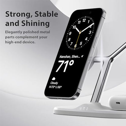 3 in 1 Wireless Charging Station for Apple Devices with MagSafe - color: White, size: Included adapter