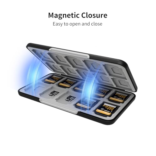 Memory Card Case with 40 Card Slots for SD and Micro SD Cards - color: Carbon Fibre Black