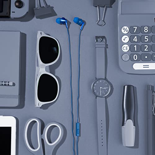 Panasonic ErgoFit Wired Earbuds with Microphone,3.5mm Jack Headphones with Mic and Call Controller,Ergonomic Custom-Fit Earpieces (S/M/L),for Phones & Laptops,RP-TCM125-AA (Metallic Blue) (Pack of 10) - color: Metallic Blue, size: S/M/L (Pack of 10), styl