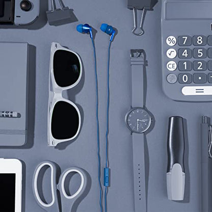 Panasonic ErgoFit Wired Earbuds with Microphone,3.5mm Jack Headphones with Mic and Call Controller,Ergonomic Custom-Fit Earpieces (S/M/L),for Phones & Laptops,RP-TCM125-AA (Metallic Blue) (Pack of 10) - color: Metallic Blue, size: S/M/L (Pack of 10), styl