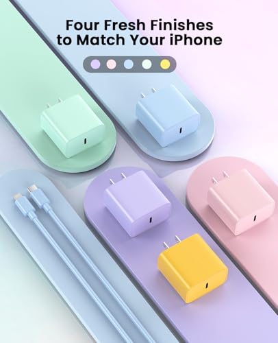 iPhone Charger Fast Charging, USB C Charger Block, 6FT/10FT Lightning Cable - color: blue