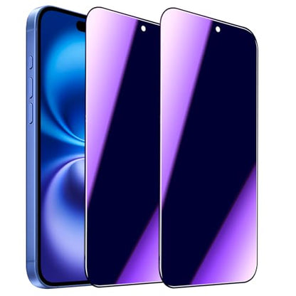 2 Pack Compatible with iPhone 15 Plus/16 Plus Privacy Screen Protector, Anti-Spy Anti-Blue Light Eye Protection Tempered Glass Film, Scratch Resistant, Full Coverage, Case Friendly - size: for iPhone 15 Plus/16 Plus