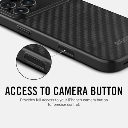 Ridge Case Compatible with iPhone 17 PRO MAX - Compatible with MAGSAFE & Wireless Charging, Aluminum Control Buttons, Dual-Layer Construction, TPU Bumper with Drop Protection (Carbon) - color: Carbon, size: iPhone 17 Pro Max