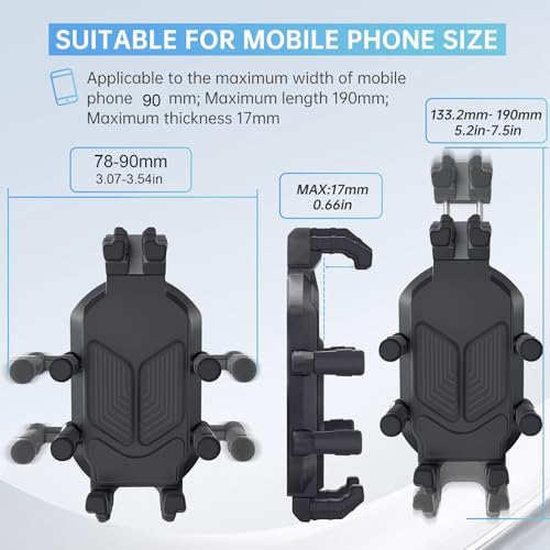 Motorcycle Phone Holder with Vibration Dampener & High Speed Secure Lock, Anti Shake Motorcycle Cell Phone Holder, Motorcycle Phone Mount for ATV Bike Fit 4.7-7.2 Smartphones