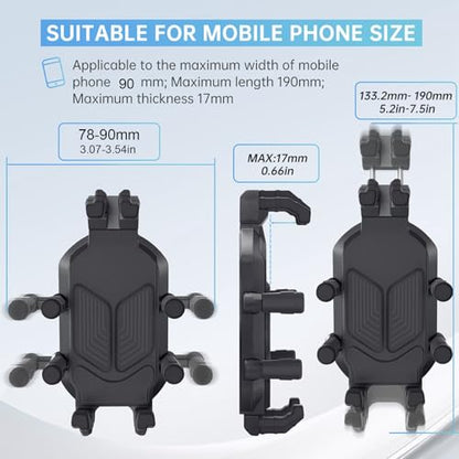 Motorcycle Phone Holder with Vibration Dampener & High Speed Secure Lock, Anti Shake Motorcycle Cell Phone Holder, Motorcycle Phone Mount for ATV Bike Fit 4.7-7.2 Smartphones