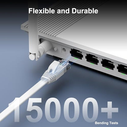 CableGeeker Cat 6 Flat Ethernet Cable 7ft 6Pack, 10Gbps, White - color: White-Flat, size: 7ft