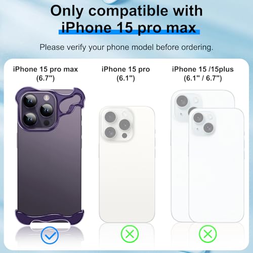 Frameless Phone Case Crafted for iPhone 15 Pro Max Purple - color: Aluminum Purple, size: iPhone 15 Pro Max