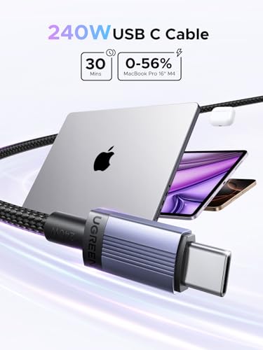 UGREEN 240W USB C Cable 2-Pack, Fast Charging for Laptops & Phones, 10FT - size: 10FT