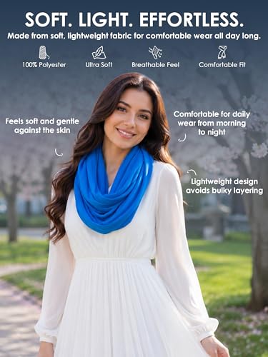 Pop Fashion Solid Color Hidden Zipper Pocket Scarf - Fashion Scarf for Women - All Seasons - color: Light Blue